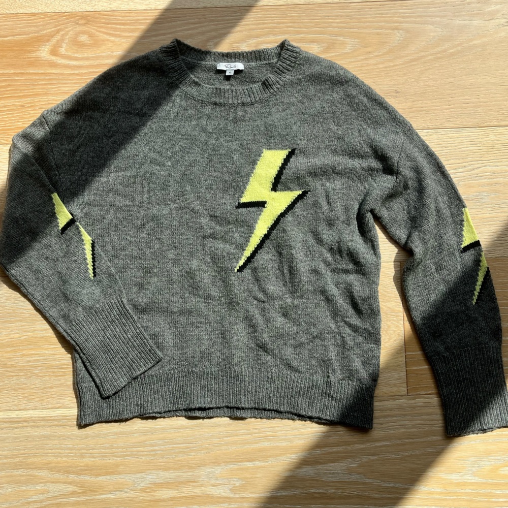 Rails Virgo Yellow Bolt Sweater Gray Knit Size XS